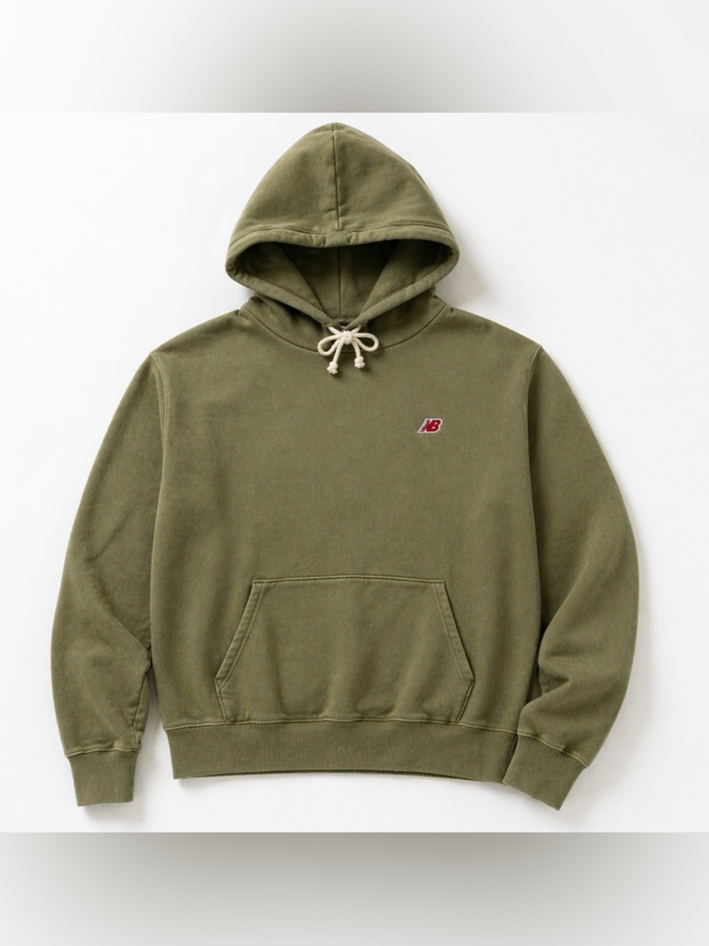New Balance Olive Green Pullover Hoodie with Contrast Logo